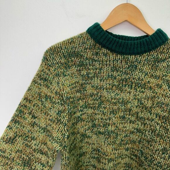 Towne And King LTD California Women’s Emerald Green Brown Marled Knit Wool Sweat - Picture 4 of 5